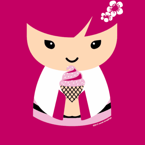 Cute kawaii ice cream lover holding a pink ice cream cone
